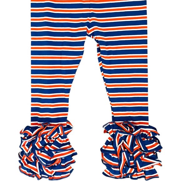 University Florida Gators 18m Girl Blue Orange Pom Pom Ruffle Leggings Sew Sassy - Picture 1 of 7